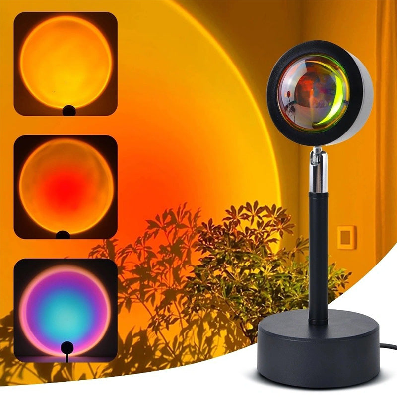 Sunset sunset lamp, sunset rainbow projection lamp, RGB 16 color remote control USB sunset sunset lamp, the sun does not set atmosphere lamp