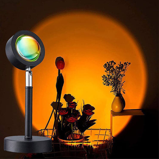 Sunset sunset lamp, sunset rainbow projection lamp, RGB 16 color remote control USB sunset sunset lamp, the sun does not set atmosphere lamp