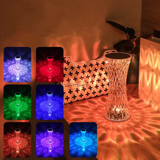 Leroxo Crystal Table Lamp,16 Color Touch Control Rechargeable Lamp,Acrylic Remote Control Crystal Bedside Lamp,Portable Night Light,Room Decor Desk Lamp,Bedroom,Living Room,Kitchen,Dining Room Lamp