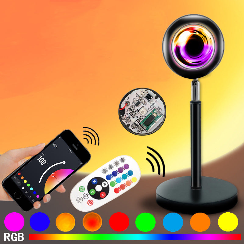 Sunset sunset lamp, sunset rainbow projection lamp, RGB 16 color remote control USB sunset sunset lamp, the sun does not set atmosphere lamp