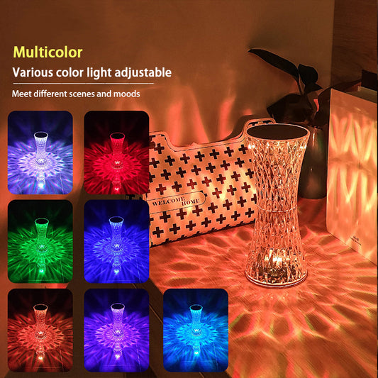 Leroxo Crystal Table Lamp,16 Color Touch Control Rechargeable Lamp,Acrylic Remote Control Crystal Bedside Lamp,Portable Night Light,Room Decor Desk Lamp,Bedroom,Living Room,Kitchen,Dining Room Lamp