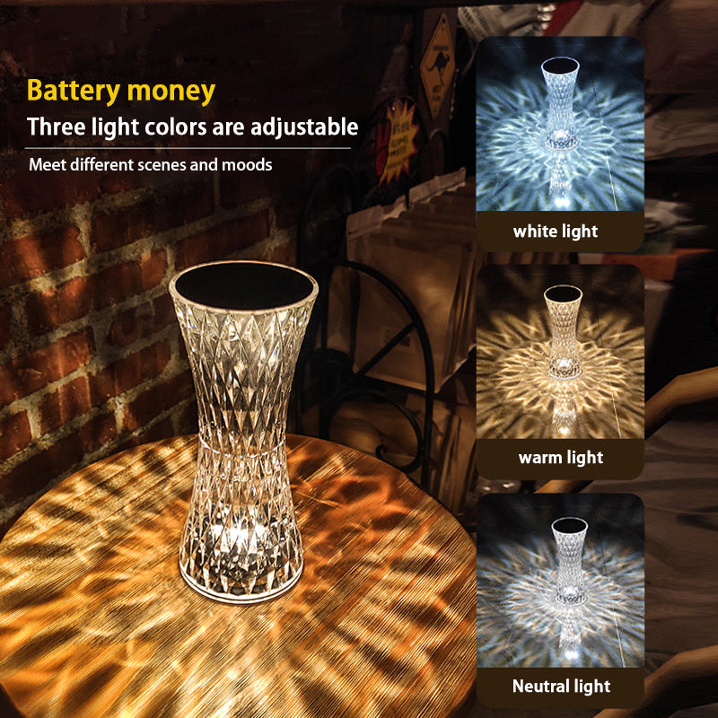 Leroxo Crystal Table Lamp,16 Color Touch Control Rechargeable Lamp